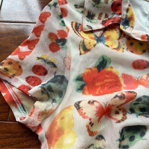 Urban Outfitters Riko‎ Mesh Orange Butterfly Dress - Picture 7 of 13